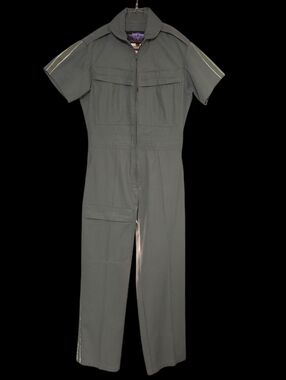 Gibson Barnes Womens Flight Suit Jumpsuit Olive Green Uniform Utility Zip Up